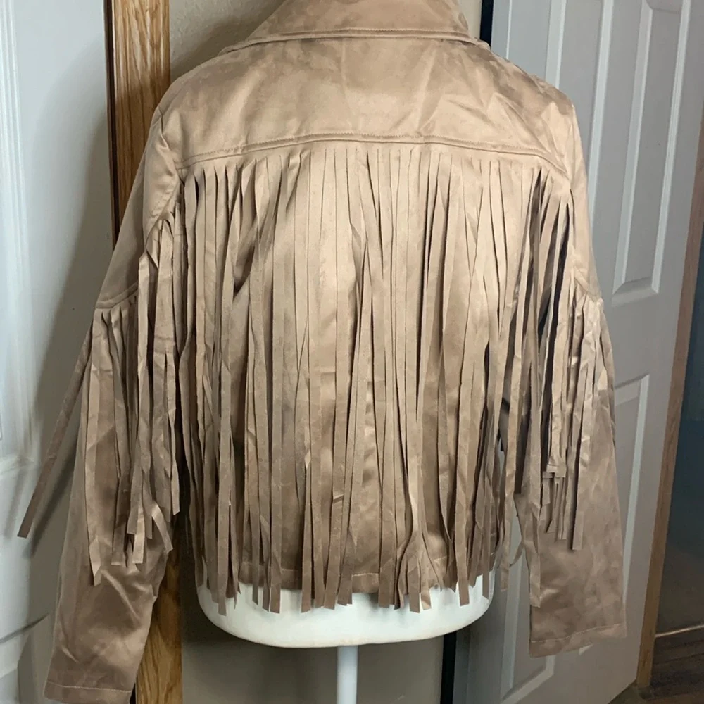 Western Tan Fringe Open Front Jacket NEW - Picture 4 of 7
